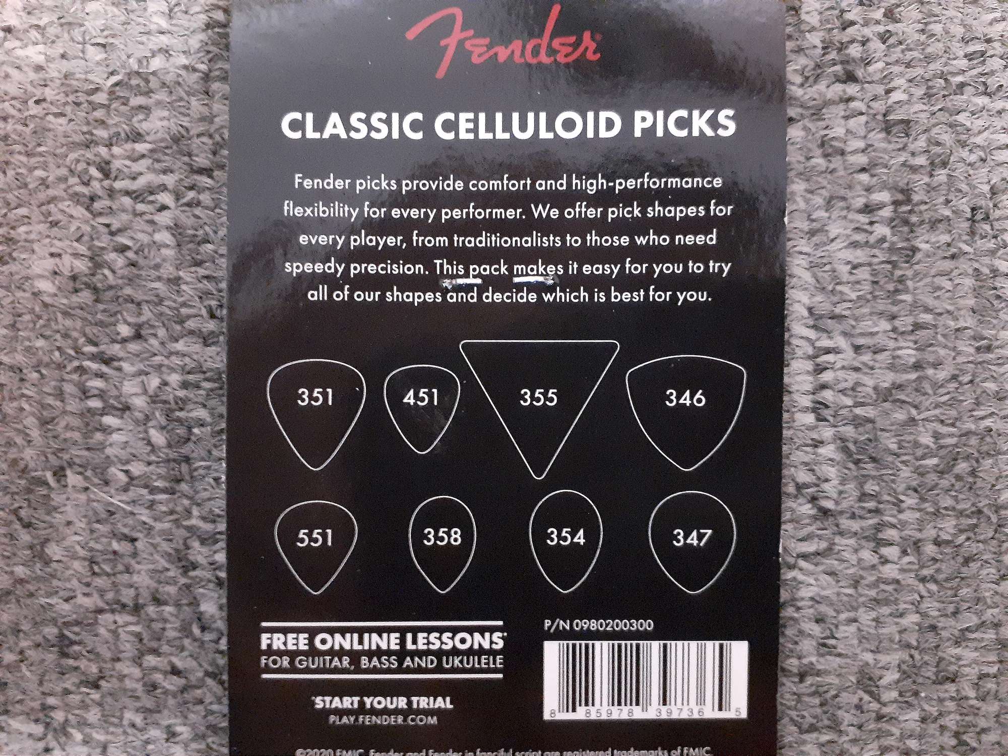 Celluloid Shape Medley, All Shapes, 8-Pack | Fender