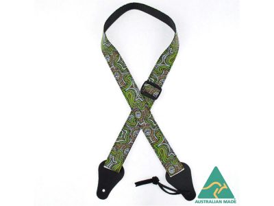 Aboriginal Art Rag Uke Strap – Meteors Green | Colonial Leather