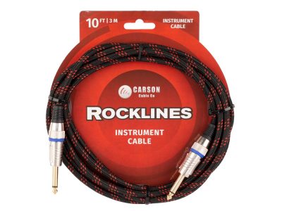 Guitar Cable- Braided, Red, Straight to Straight, 10ft | Carson Rocklines