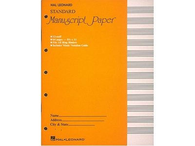 MANUSCRIPT PAPER 64 Pages 12 STAVE | Hal Leonard