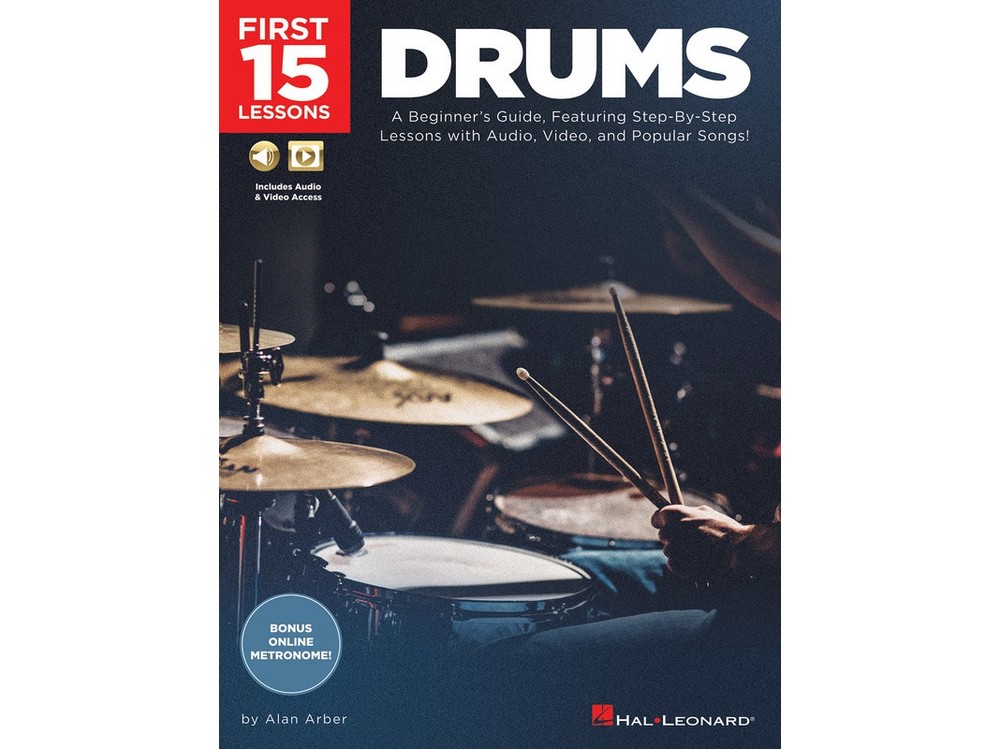 FIRST 15 LESSONS DRUMS BK/OLM | Hal Leonard