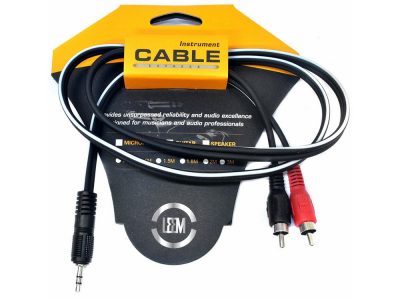3ft Y-Cable (3.5mm Straight TRS - 2 x RCA Plugs) | LEEM
