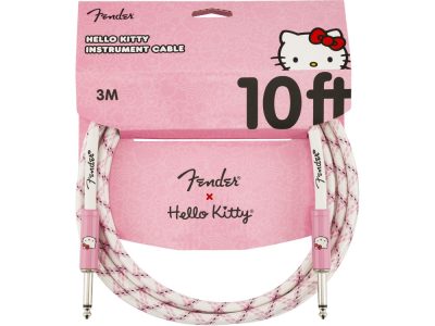 Hello Kitty White Woven Cable, 10' | Fender