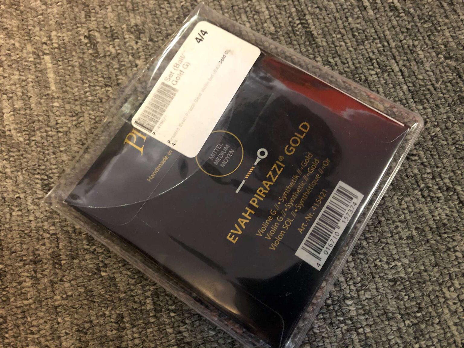 4/4 Violin String Set (Ball) w Gold G Pirastro Evah Pirazzi Gold