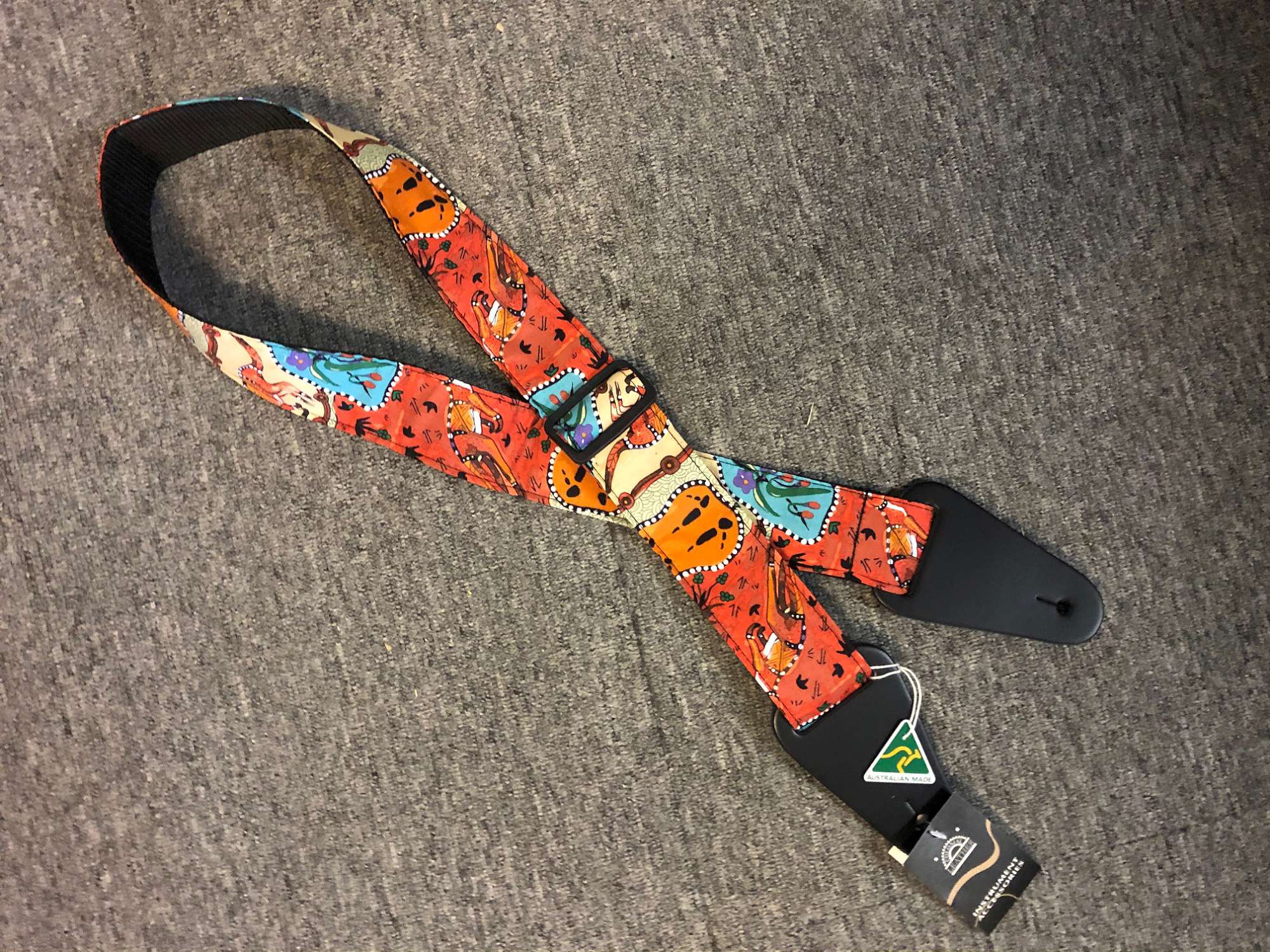 Aboriginal Art Guitar Strap - Kangaroo Ground - Music City Cairns